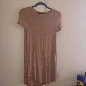 orange/white striped knee length dress